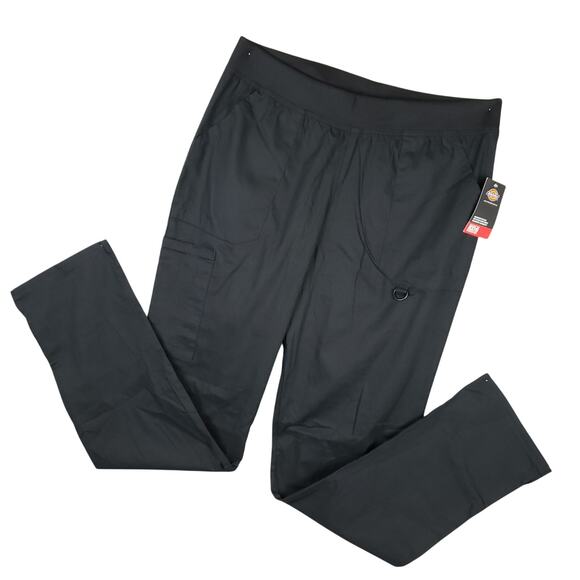 Dickies Scrubs Mid Rise Tapered Leg Pull-On Pants Large Tall DK125 Black NWT - Picture 1 of 12
